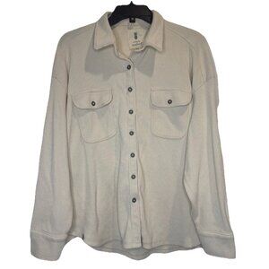 Simply Southern Collection Women’s Cream Waffle Knit Button Up Shacket Sz L